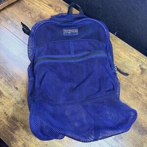Jansport‎ Mesh Backpack Blue See Through School Book Bag Lightweight Travel